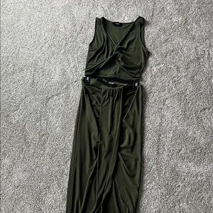 Elegant Olive Green top and skirt